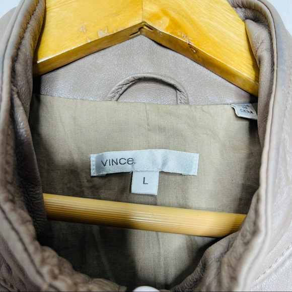 VINCE tan leather utility jacket size L
